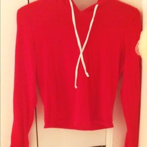 Red and white hoodie